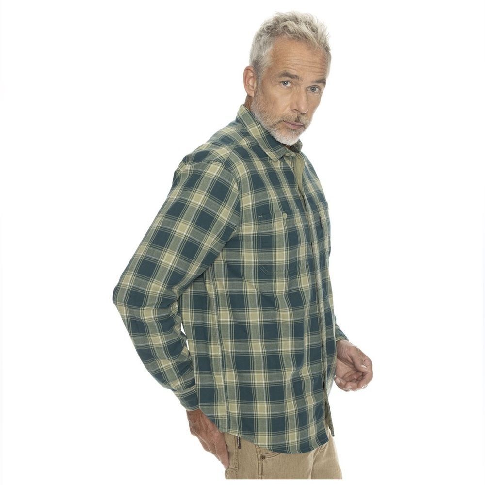 Duluth Trading Co. Mens L Green Plaid Hidden Button Down Shirt